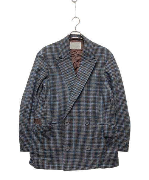 KOLOR（カラー）KOLOR (カラー) ツイードチェックダブルジャケット グレー×ブルー サイズ:2の古着・服飾アイテム