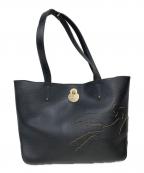 LONGCHAMPロンシャン）の古着「ツイストロック レザートートバッグ」｜ブラック