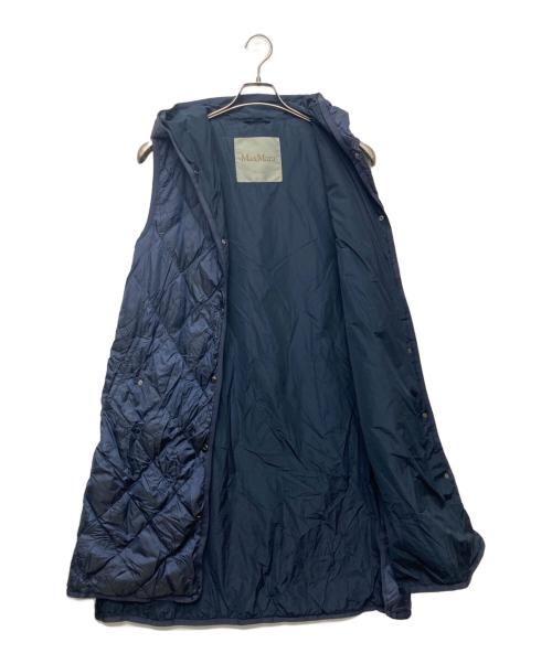 MaxMara（マックスマーラ）MaxMara (マックスマーラ) The Cube キルティング フーディ ロングダウンジレ ネイビー サイズ:J38の古着・服飾アイテム