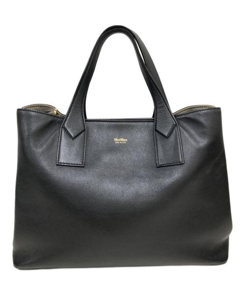 MaxMara（マックスマーラ）MaxMara (マックスマーラ) Mロゴレザートートバッグ ブラックの古着・服飾アイテム