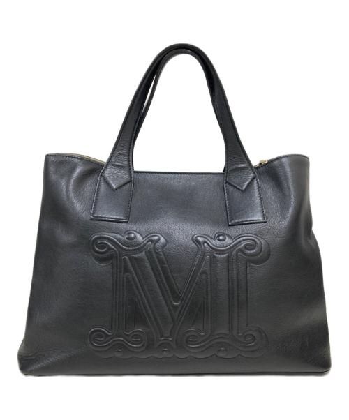 MaxMara（マックスマーラ）MaxMara (マックスマーラ) Mロゴレザートートバッグ ブラックの古着・服飾アイテム