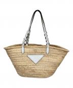 PRADAプラダ）の古着「トライアングルロゴカゴバッグ」｜ベージュ×ホワイト