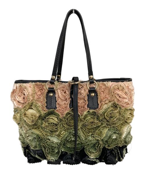 VALENTINO GARAVANI（ヴァレンティノ・ガラヴァーニ）VALENTINO GARAVANI (ヴァレンティノ・ガラヴァーニ) ロジェフラワートートバッグ ブラックの古着・服飾アイテム