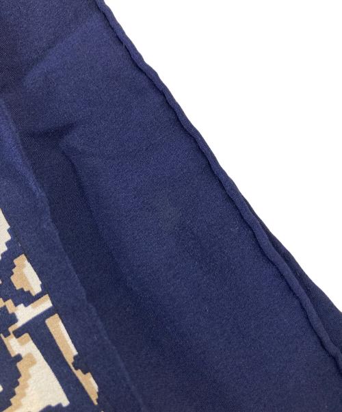 Christian Dior（クリスチャン ディオール）Christian Dior (クリスチャン ディオール) トロッター柄シルクスカーフ ネイビー×ベージュの古着・服飾アイテム