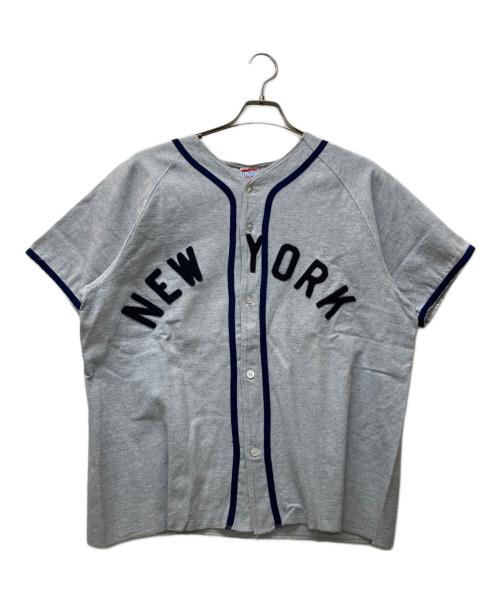 EMPIRE（エンパイア）EMPIRE (エンパイア) NEWYORK YANKEES フランネル ベースボールシャツ ブルー サイズ:XLの古着・服飾アイテム