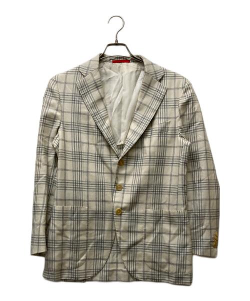 ISAIA（イザイア）ISAIA (イザイア) 3Bチェックテーラードジャケット ホワイト サイズ:SIZE 46の古着・服飾アイテム