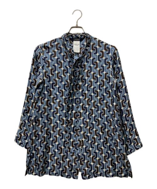 'S Max Mara（エスマックスマーラ）'S Max Mara (エスマックスマーラ) 総柄シルクボウタイブラウス ブルー サイズ:38の古着・服飾アイテム