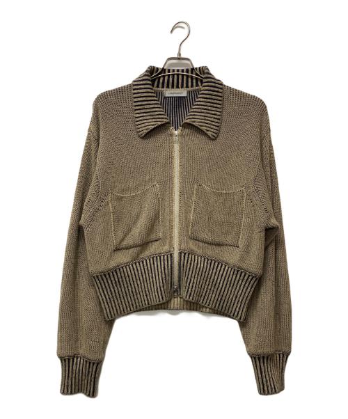 WRAPINKNOT（ラッピンノット）WRAPINKNOT (ラッピンノット) ZIP CROPPED TOPS ベージュの古着・服飾アイテム