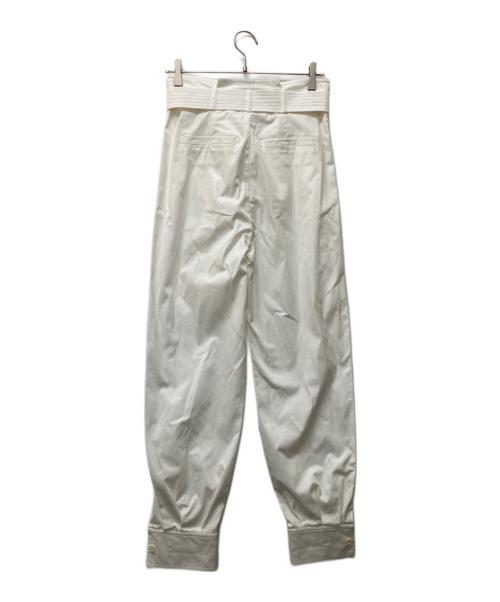 MaxMara（マックスマーラ）MaxMara (マックスマーラ) ベルテッドパンツ ホワイト サイズ:SIZE 38の古着・服飾アイテム