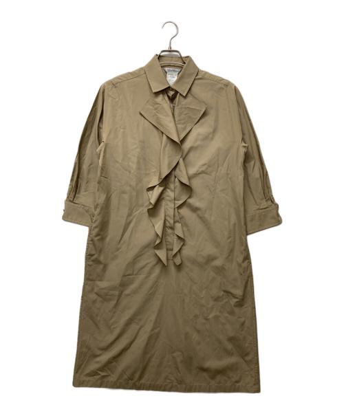 MaxMara（マックスマーラ）MaxMara (マックスマーラ) フリルシャツワンピース ベージュ サイズ:42の古着・服飾アイテム