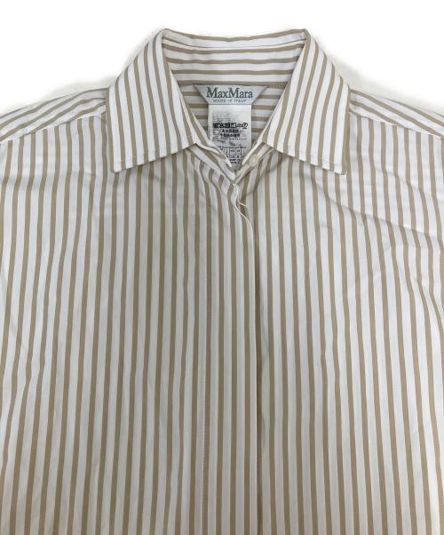 MaxMara（マックスマーラ）MaxMara (マックスマーラ) ストライプシャツワンピース ベージュ サイズ:SIZE 40の古着・服飾アイテム