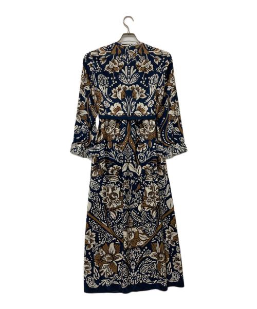 'S Max Mara（エスマックスマーラ）'S Max Mara (エスマックスマーラ) 総柄シルクワンピース ネイビー サイズ:SIZE 40の古着・服飾アイテム
