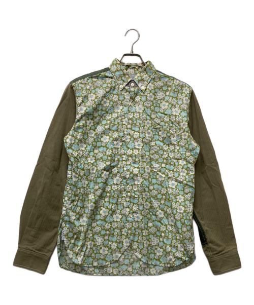 JUNYA WATANABE COMME des GARCONS（ジュンヤワタナベ コムデギャルソン）JUNYA WATANABE COMME des GARCONS ((ジュンヤワタナベ コムデギャルソン) 花柄切替シャツ グリーン サイズ:SIZE Mの古着・服飾アイテム
