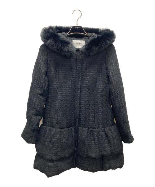 Rene（ルネ）Rene (ルネ) フォックスファーツイードダウンコート ブラック サイズ:38の古着・服飾アイテム