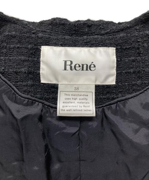 Rene（ルネ）Rene (ルネ) フォックスファーツイードダウンコート ブラック サイズ:38の古着・服飾アイテム