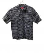 SUPREMEシュプリーム）の古着「Plaid Corduroy Half Zip S/S Shirt」｜ブラック×グリーン
