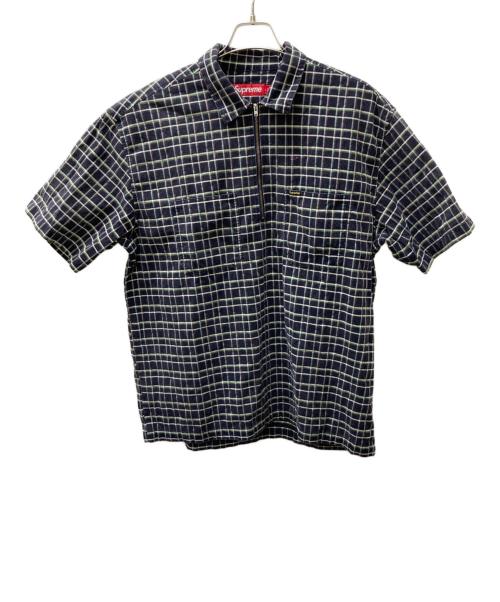 SUPREME（シュプリーム）SUPREME (シュプリーム) Plaid Corduroy Half Zip S/S Shirt ブラック×グリーン サイズ:Ｌの古着・服飾アイテム
