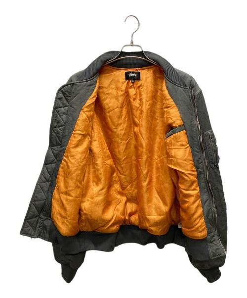 stussy（ステューシー）stussy (ステューシー) Dyed Nylon Bomber Jacket グリーン サイズ:Ｌの古着・服飾アイテム