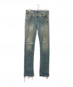 OFFWHITEオフホワイト）の古着「バイアスデニムパンツ」｜スカイブルー