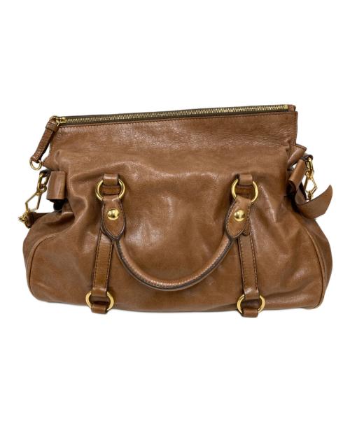 MIU MIU（ミュウミュウ）MIU MIU (ミュウミュウ) レザー2WAYバッグ ブラウンの古着・服飾アイテム