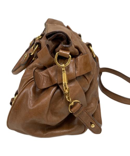 MIU MIU（ミュウミュウ）MIU MIU (ミュウミュウ) レザー2WAYバッグ ブラウンの古着・服飾アイテム