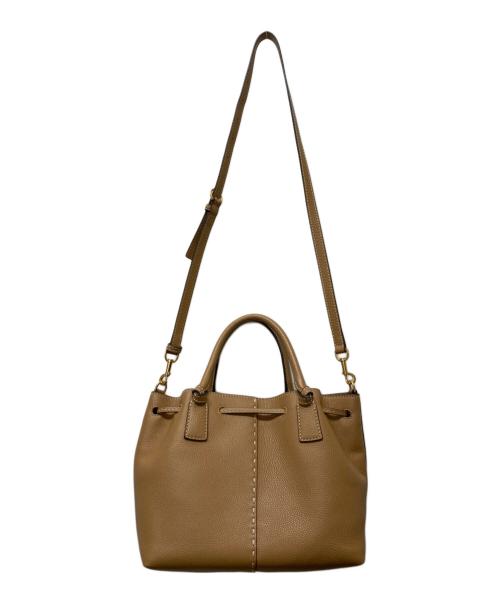 TORY BURCH（トリーバーチ）TORY BURCH (トリーバーチ) MCGRAW SMALL DRAWSTRING SATCHEL ベージュの古着・服飾アイテム
