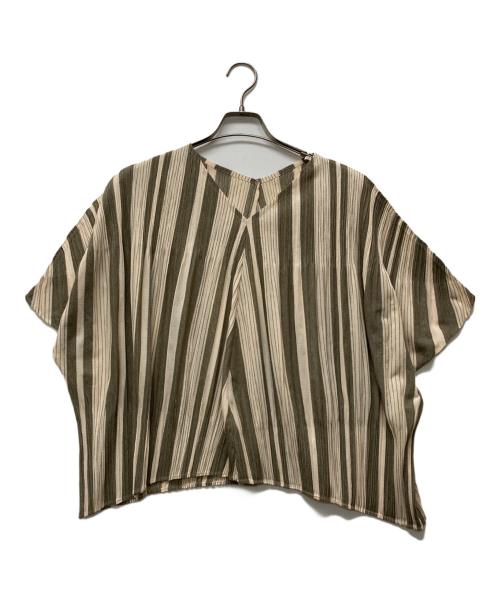 PLEATS PLEASE（プリーツプリーズ）PLEATS PLEASE (プリーツプリーズ) プリーツハーフスリーブカットソー ベージュ サイズ:SIZE 3の古着・服飾アイテム