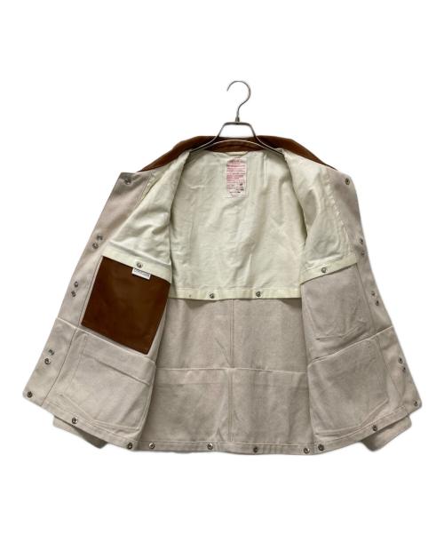 NICENESS（ナイスネス）NICENESS (ナイスネス) EDEN レザー切替オックスジャケット ホワイト サイズ:Mの古着・服飾アイテム