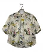 TOMORROW LAND collectionトゥモローランドコレクション）の古着「パピヨンフラワープリント パフスリーブブラウス」｜アイボリー