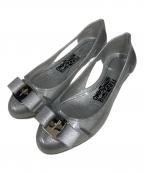 Salvatore Ferragamoサルヴァトーレ フェラガモ）の古着「リボン グリッター パンプス」｜シルバー