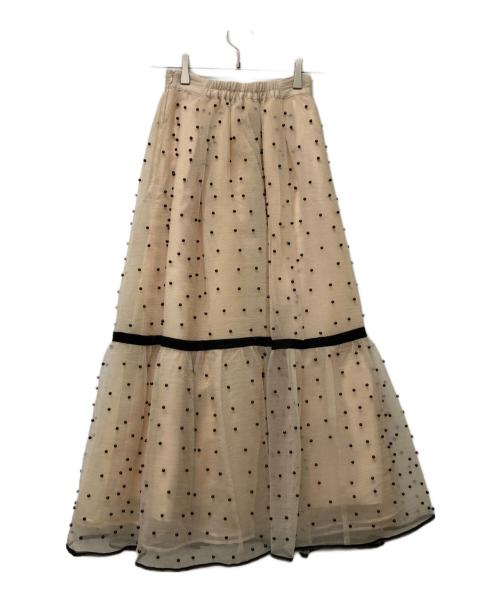 eimy istoire（エイミーイストワール）eimy istoire (エイミーイストワール) パールスタッズボリュームフレアスカート ベージュ サイズ:SIZE Freeの古着・服飾アイテム