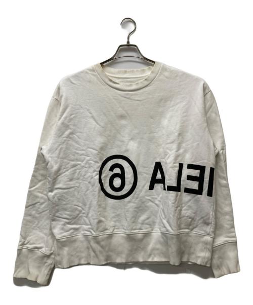 MM6 Maison Margiela（エムエムシックスメゾンマルジェラ）MM6 Maison Margiela (エムエムシックスメゾンマルジェラ) ロゴクルーネックスウェット ホワイト サイズ:XSの古着・服飾アイテム
