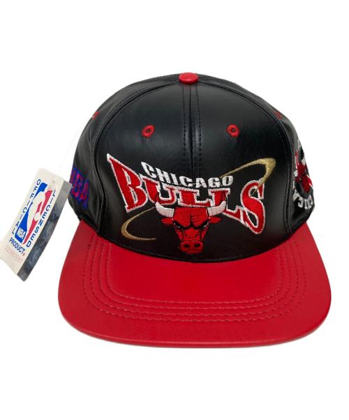 NBA（エヌビーエー）NBA (エヌビーエー) レザーキャップ レッド×ブラックの古着・服飾アイテム