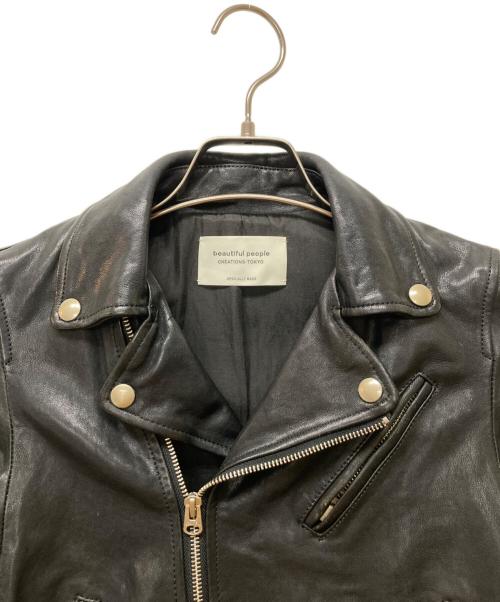 beautiful people（ビューティフルピープル）beautiful people (ビューティフルピープル) shrink leather riders jacket ブラック サイズ:130の古着・服飾アイテム