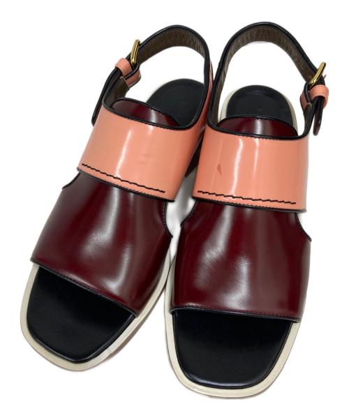 MARNI（マルニ）MARNI (マルニ) パテントマルチカラーサンダル ボルドー サイズ:SIZE 37の古着・服飾アイテム