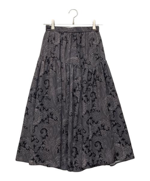 23区（ニジュウサンク）23区 (ニジュウサンク) Ratti ペイズリープリント ティアード スカート グレー サイズ:SIZE 32の古着・服飾アイテム