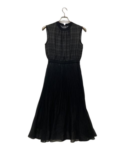 ANAYI（アナイ）ANAYI (アナイ) シアーチェックノースリーブワンピース ブラック サイズ:SIZE 36の古着・服飾アイテム