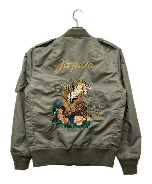 HOUSTON（ヒューストン）HOUSTON (ヒューストン) CUSTOM L-2 EMB JACKET グリーン サイズ:MEDIUMの古着・服飾アイテム