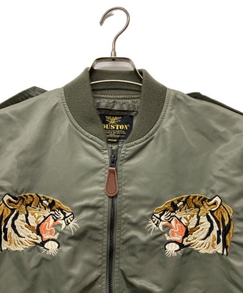 HOUSTON（ヒューストン）HOUSTON (ヒューストン) CUSTOM L-2 EMB JACKET グリーン サイズ:MEDIUMの古着・服飾アイテム