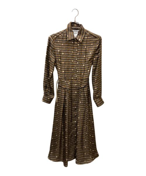MaxMara（マックスマーラ）MaxMara (マックスマーラ) 総柄ワンピース ブラウン サイズ:40の古着・服飾アイテム