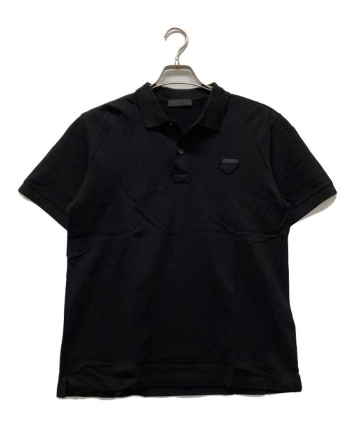 PRADA（プラダ）PRADA (プラダ) トライアングルロゴポロシャツ ブラック サイズ:Ｍの古着・服飾アイテム