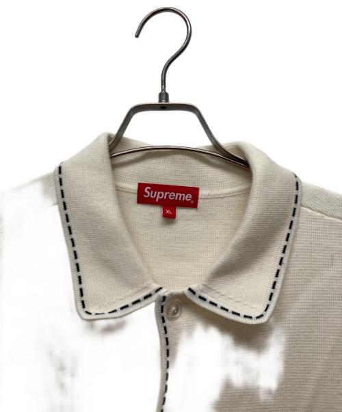 SUPREME（シュプリーム）Supreme (シュプリーム) 22AW CONTRAST STITCH BUTTON UP SWEATER ホワイト サイズ:XLの古着・服飾アイテム