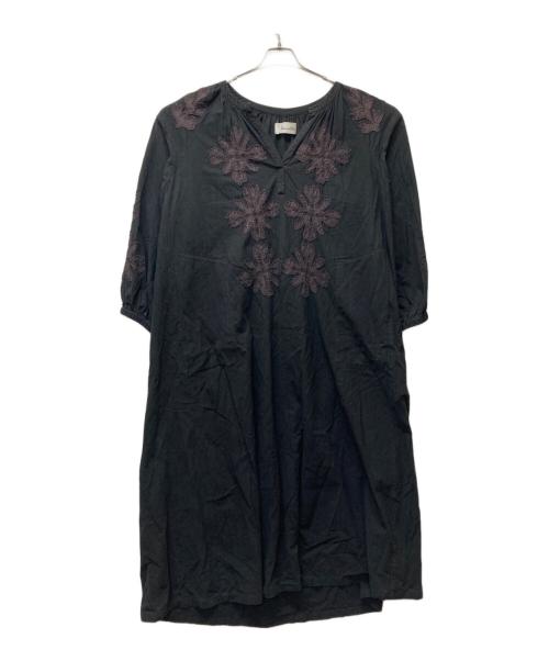 sara mallika（サラマリカ）sara mallika (サラマリカ) Cotton Flower Patchwork Dress ブラック サイズ:Ｍの古着・服飾アイテム