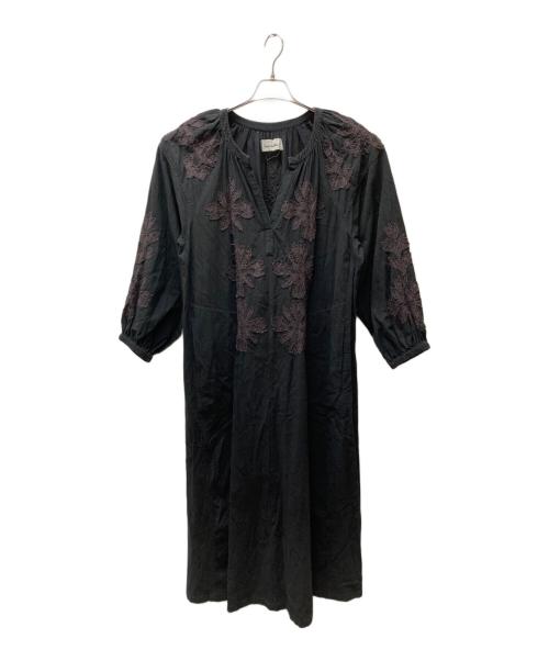 sara mallika（サラマリカ）sara mallika (サラマリカ) Cotton Flower Patchwork Dress ブラック サイズ:Mの古着・服飾アイテム