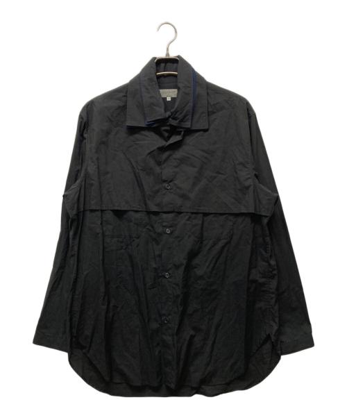 Yohji Yamamoto pour homme（ヨウジヤマモト プールオム）Yohji Yamamoto pour homme (ヨウジヤマモト プールオム) 18SS 4重襟 ハーフレイヤード長袖フロントシャツ ブラック サイズ:4の古着・服飾アイテム