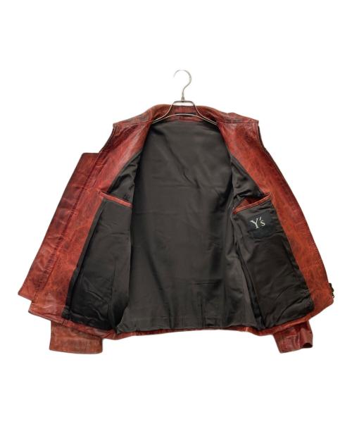 Y's（ワイズ）Y's (ワイズ) JUSTIN DAVIS (ジャスティンデイビス) パラフィン加工 バックプリントレザージャケット レッド サイズ:3の古着・服飾アイテム