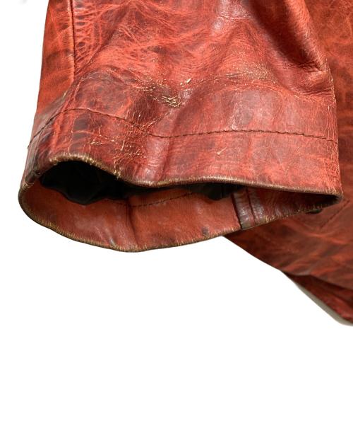 Y's（ワイズ）Y's (ワイズ) JUSTIN DAVIS (ジャスティンデイビス) パラフィン加工 バックプリントレザージャケット レッド サイズ:3の古着・服飾アイテム