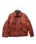 Y's（ワイズ）の古着「パラフィン加工 バックプリントレザージャケット」｜レッド