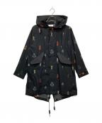 stof×STAR WARSストフ×スターウォーズ）の古着「総柄モッズコート」｜ブラック