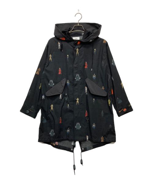 stof（ストフ）stof (ストフ) STAR WARS (スターウォーズ) 総柄モッズコート ブラック サイズ:FREEの古着・服飾アイテム